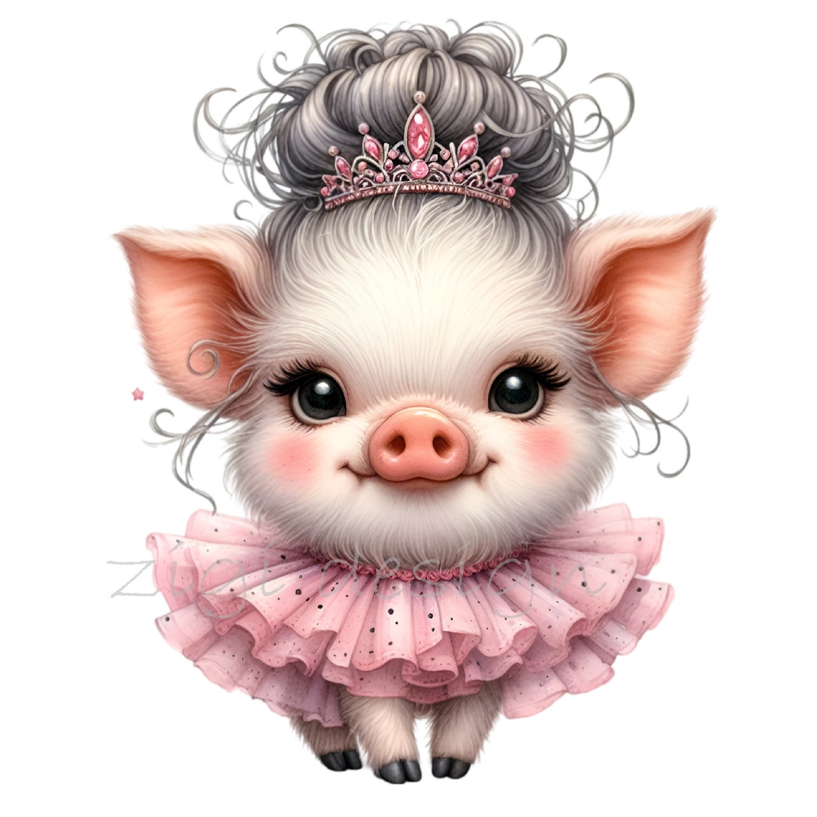 Princess Piglet 12 PNG Princess Piglet Clipart – Ballerina Pig in Tutu, Nursery Art - Etsy