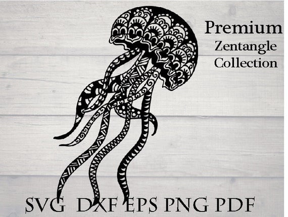 Download Jellyfish Mandala Svg Zentangle Animal Svg Underwater Svg Etsy
