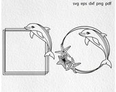Dolphin frame svg, dolphin svg, dolphin clipart, dolphin silhouette, dolphin monogram svg, dolphin cut file, dolphin dxf, monogram frame svg