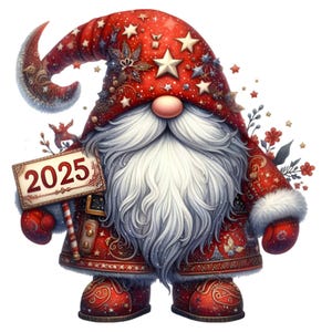 2025 New Year Gnome PNG Clipart 14 Cute Winter Gnome With Stars Holding Il 300x300.6278474509 6eq6