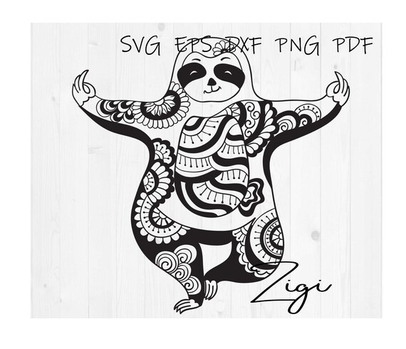 Download Sloth Mandala Svg Yoga Sloth Svg Sloth Birthday Girl Shirt Etsy
