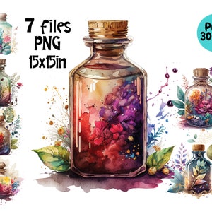 Essential Oils Clipart Watercolor Sublimation PNG