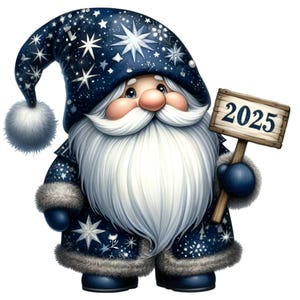 2025 New Year Gnome PNG Clipart 14 Cute Winter Gnome With Stars Holding Il 300x300.6230414402 74xe