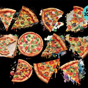 Watercolor Pizza Clipart PNG Sublimation - Etsy