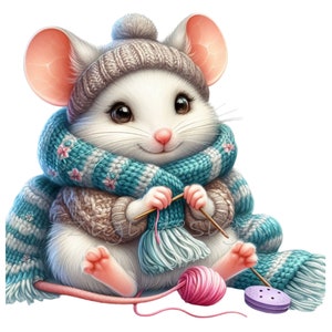 Stricken Clipart, Häkeln Clipart, Tier ClipArt, 16 PNG Aquarell, Junk Journal, Kartenherstellung, Handarbeit Lehrer, Sublimation druckbar