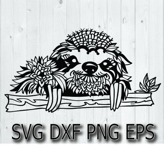 Download Zentangle sloth svg files for cricut / vector sloth clipart | Etsy
