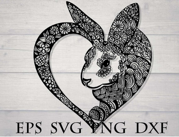 Download Bunny Heart Svg Rabbit Easter Mandala Shirt Mandela Decor Line Etsy