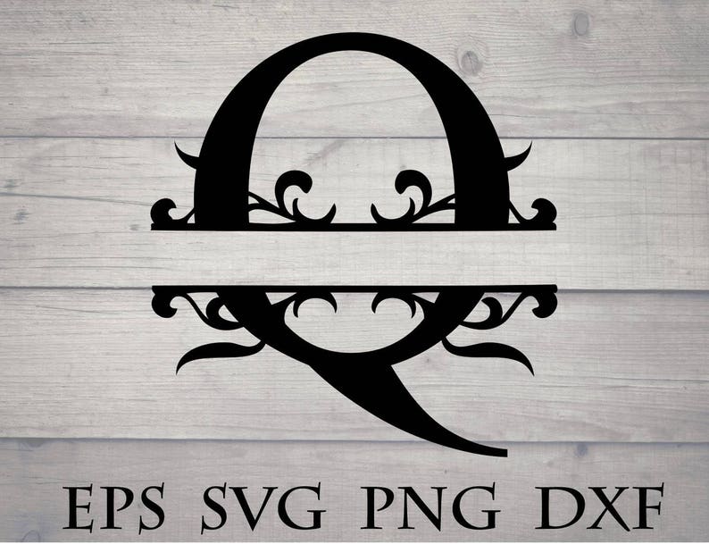 Download Monogram split initial svg divided initial Q svg split | Etsy