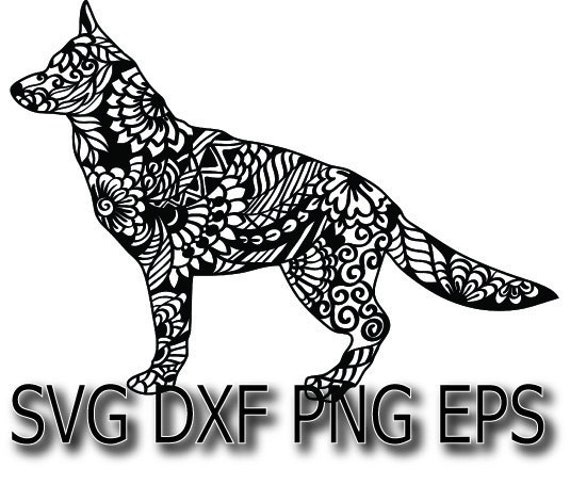 Download German Shepherd Svg Dxf Dog Mandala Cut File Silhouette Etsy