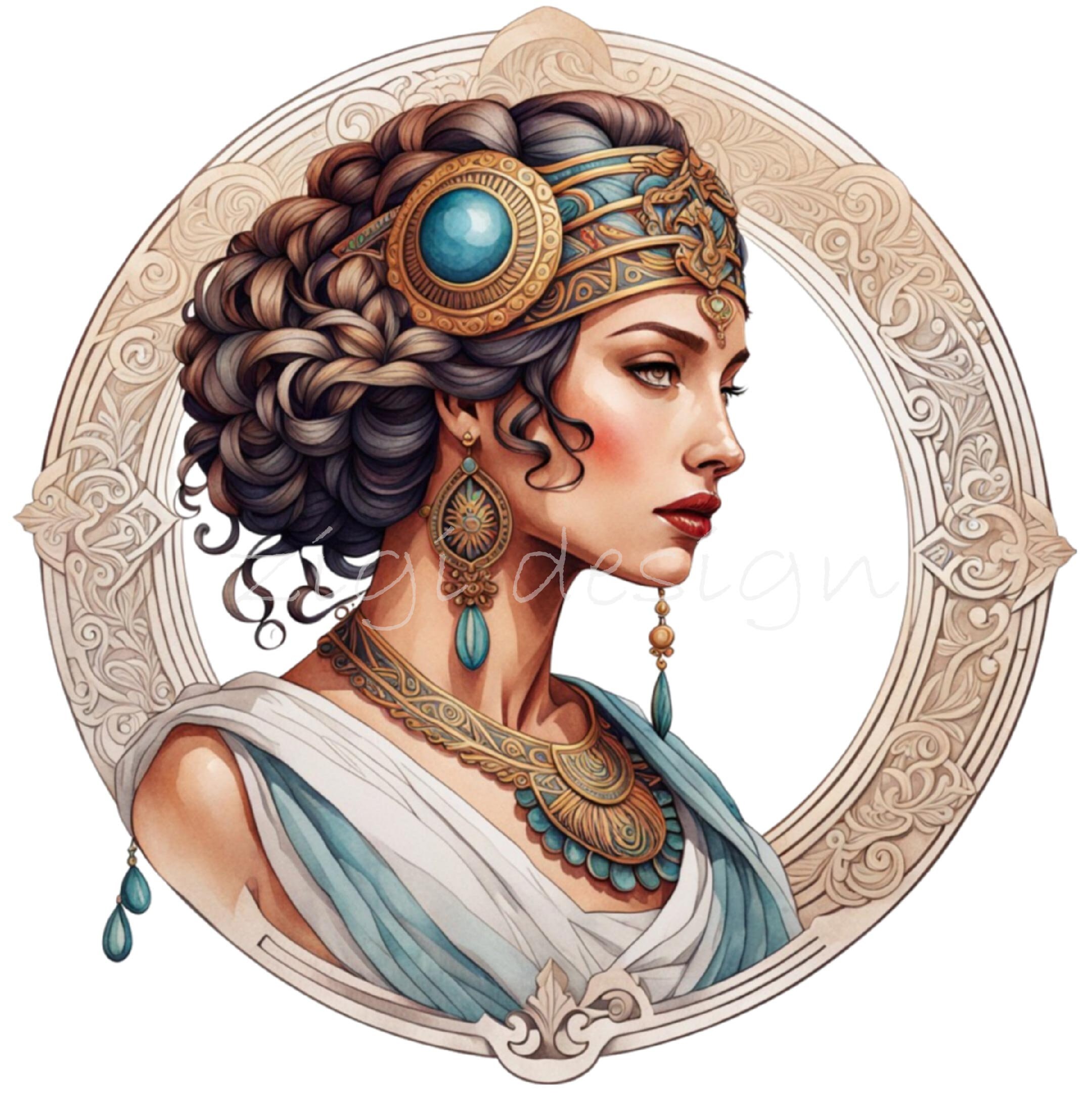 15 PNG Greek Goddess Clipart – Watercolor Mythology Portrait - Etsy