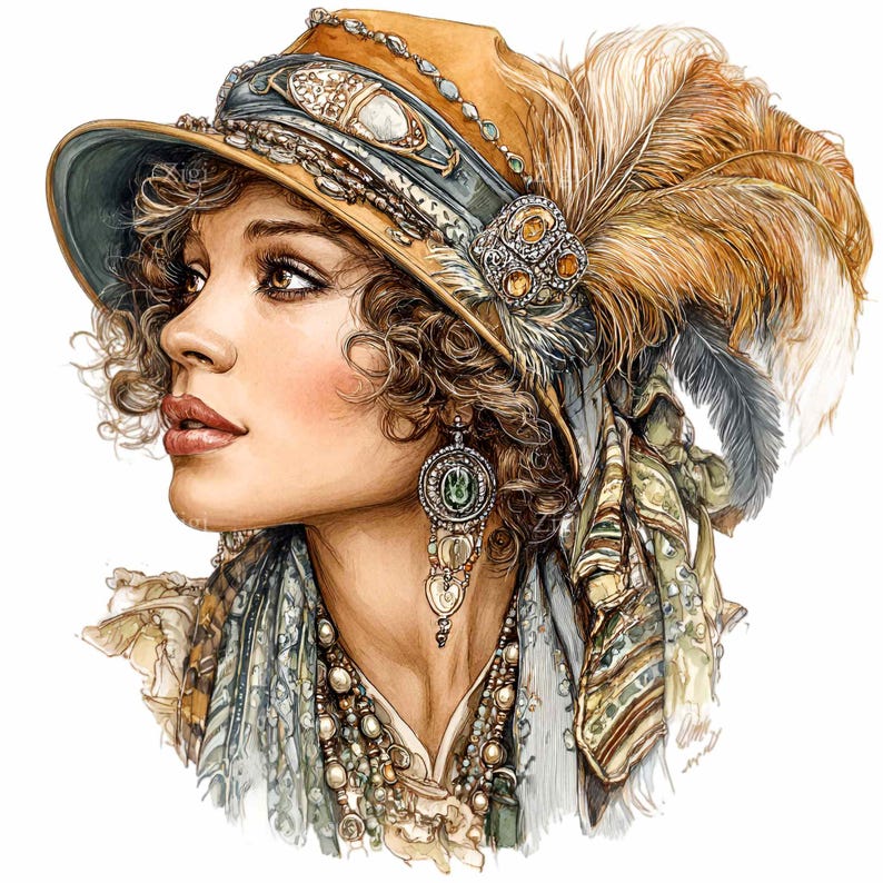 10 PNG Vintage Flapper Girl Clipart – 1920s Woman PNG – Art Deco ...