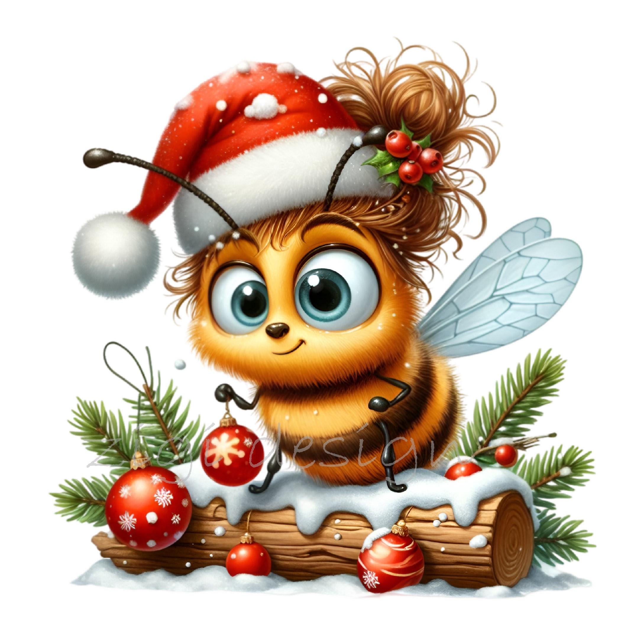 Bee in a Santa Hat - Etsy