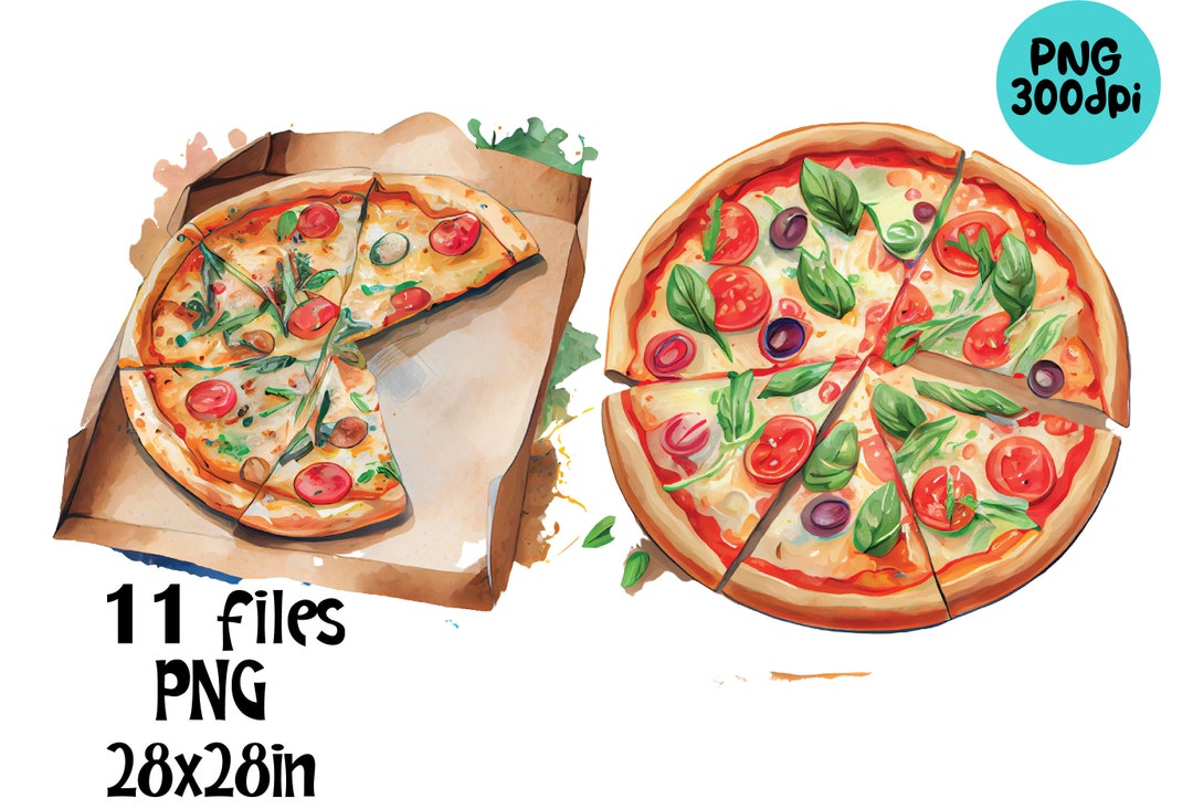 Watercolor Pizza Clipart PNG Sublimation - Etsy