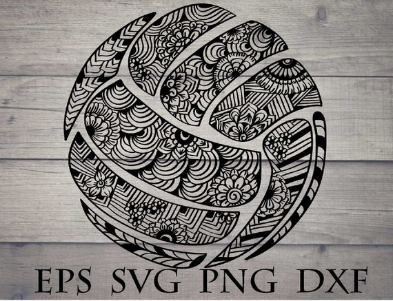 Download Zentangle Volleyball Svg Etsy