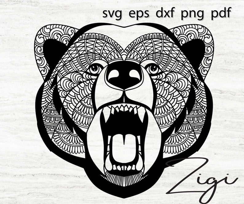 Download Grizzly bear svg mandala design mandela vector cut file | Etsy