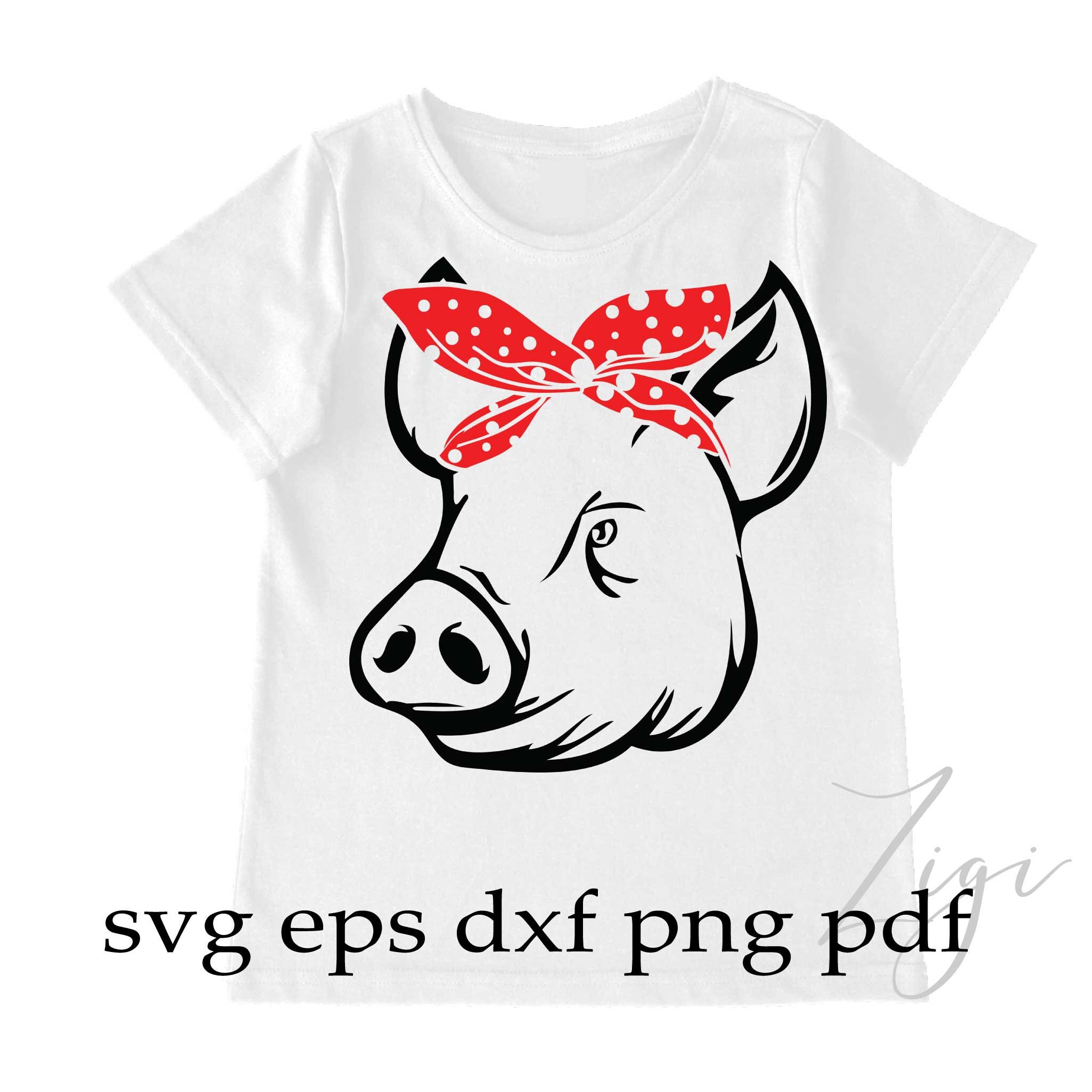 Pig Face Red Bandana Headband Svg Vector Cut Files Etsy