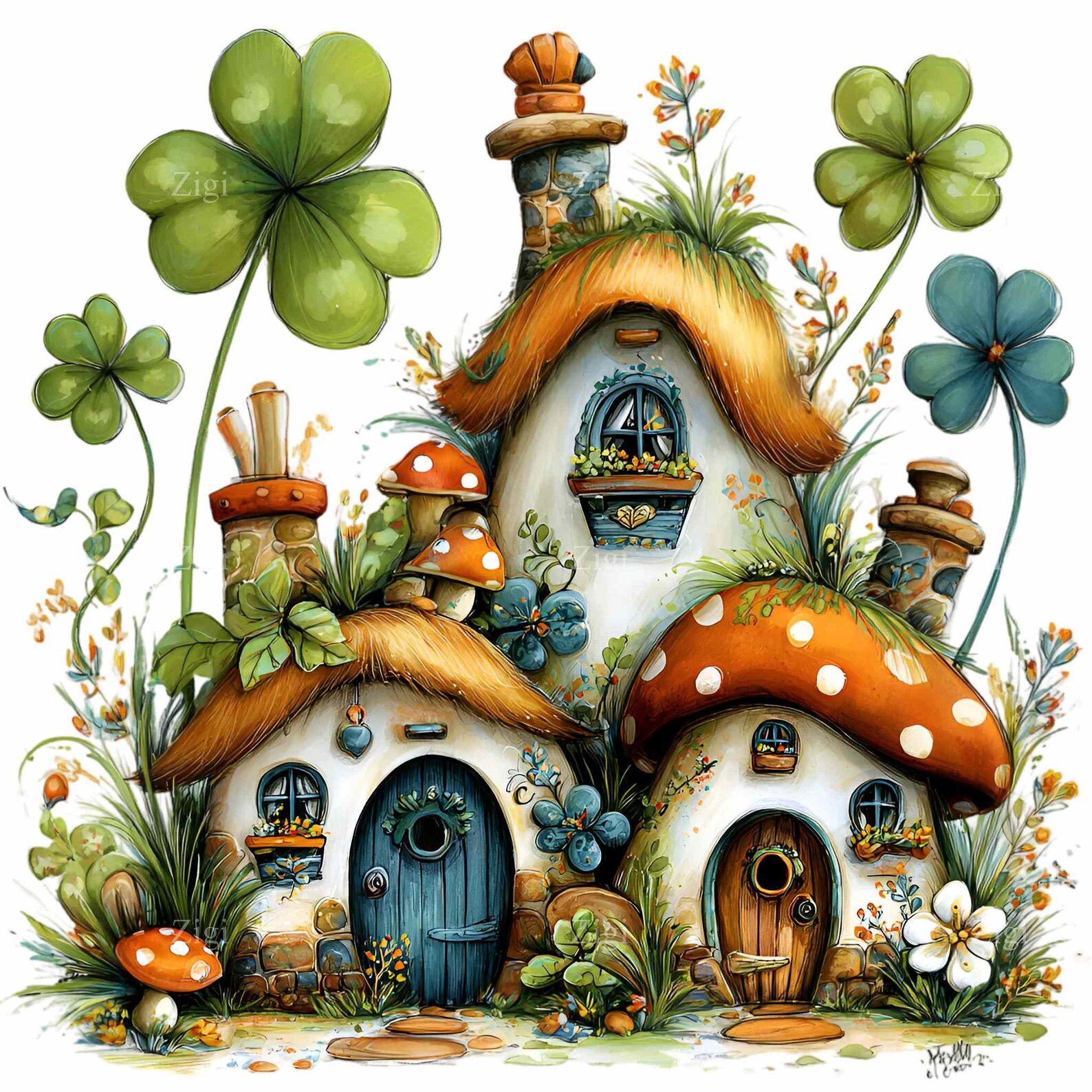 15 PNG Fairy House Clipart, Mushroom Cottage Illustration, Watercolor ...