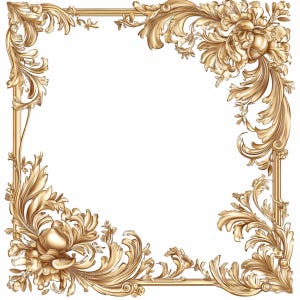 14 marcos barrocos dorados de lujo PNG, borde floral ornamentado, elegante marco vintage con florituras para invitaciones e impresiones
