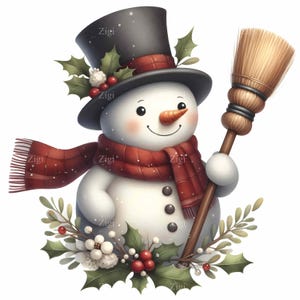 21 JPEG sneeuwpop-clipart – vakantie JPG-afbeelding – schattig wintersneeuwkarakter voor kaarten, knutselen, scrapbooking en seizoensdecoratie