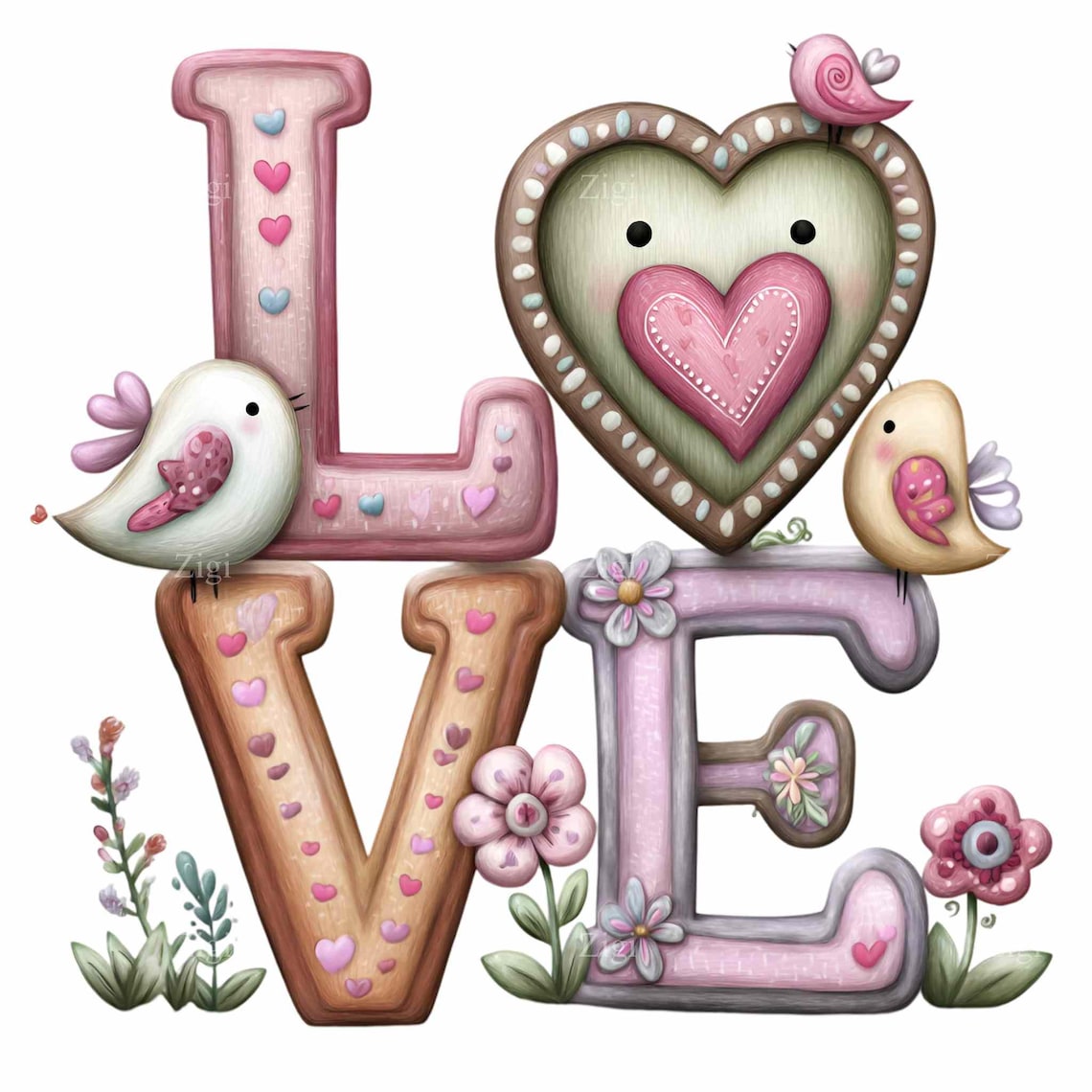 20 PNG Love Floral Clipart Illustration for Crafts, Cards, Posters ...