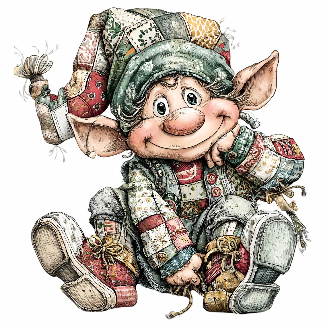 12 PNG Patchwork Elf Clipart – Whimsical Christmas Gnome - Etsy