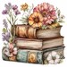 12 PNG Vintage Books Flowers Clipart – Botanical Book Stack ...