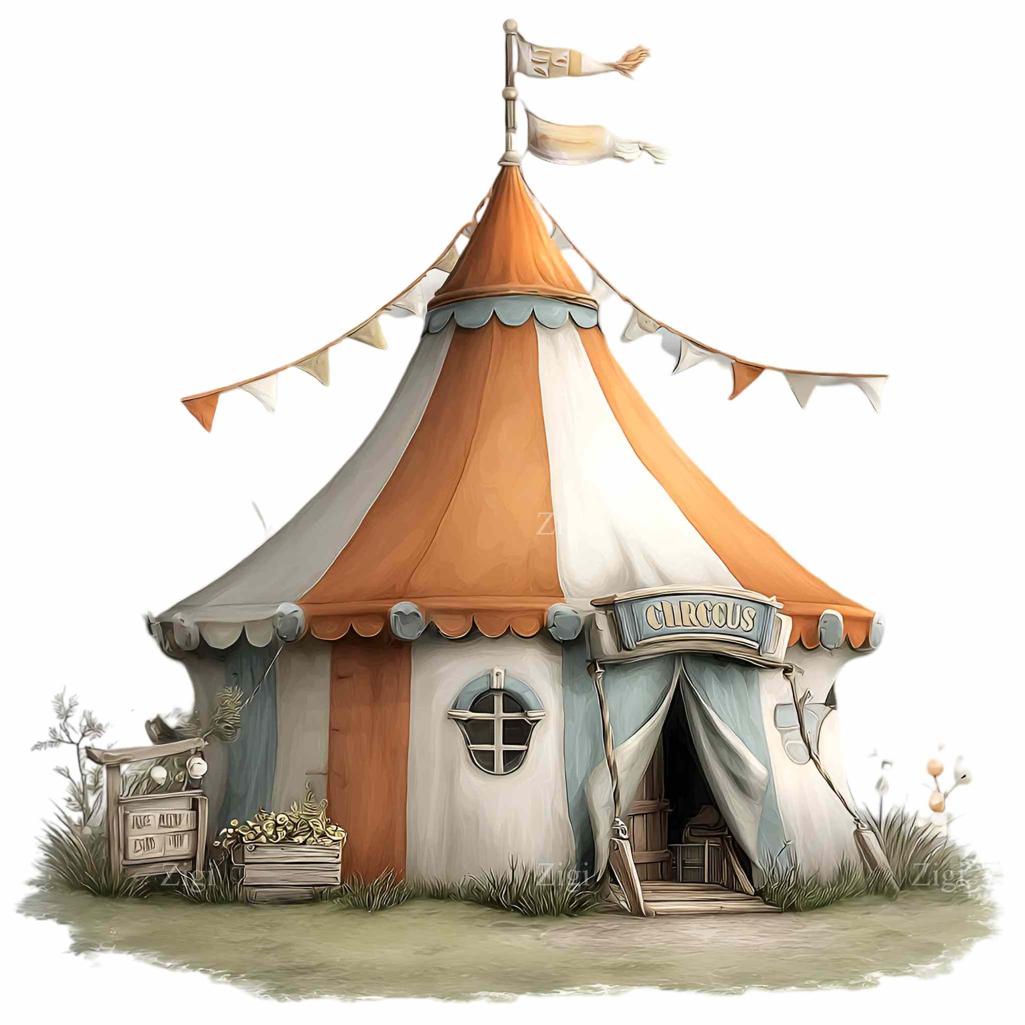 16 PNG Circus Tent Clipart – Whimsical Carnival House Illustration ...
