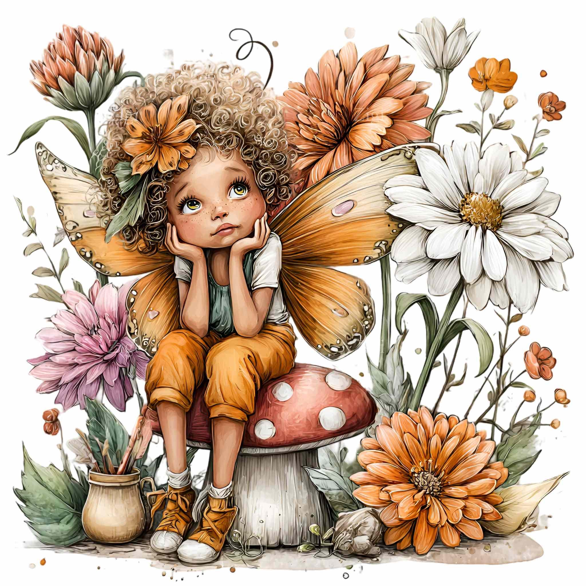 12 PNG Cute Fairy Illustration – Flower Garden Clipart – Kids Crafts ...