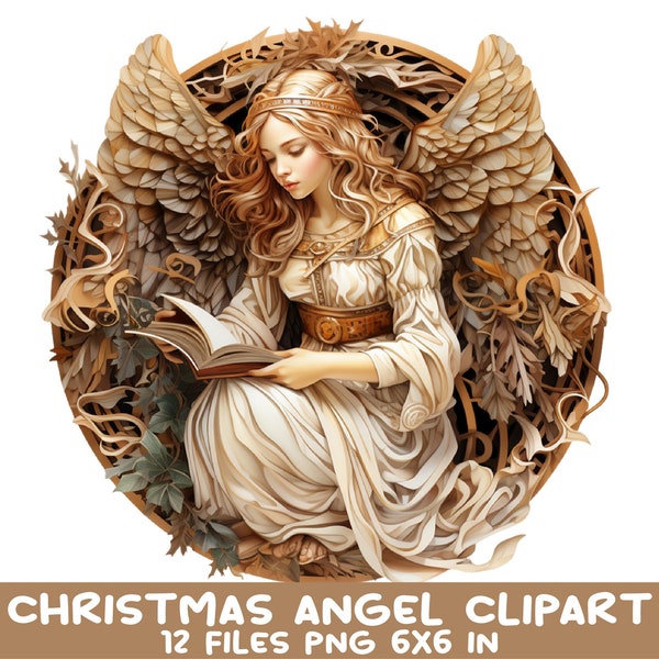 Christmas Angel Clipart PNG Bundle Watercolor Victorian Girl Sublimation Printable