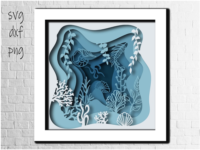 Ocean Shadowbox 3D Paper Cut Layered Template Birthday Diorama ...