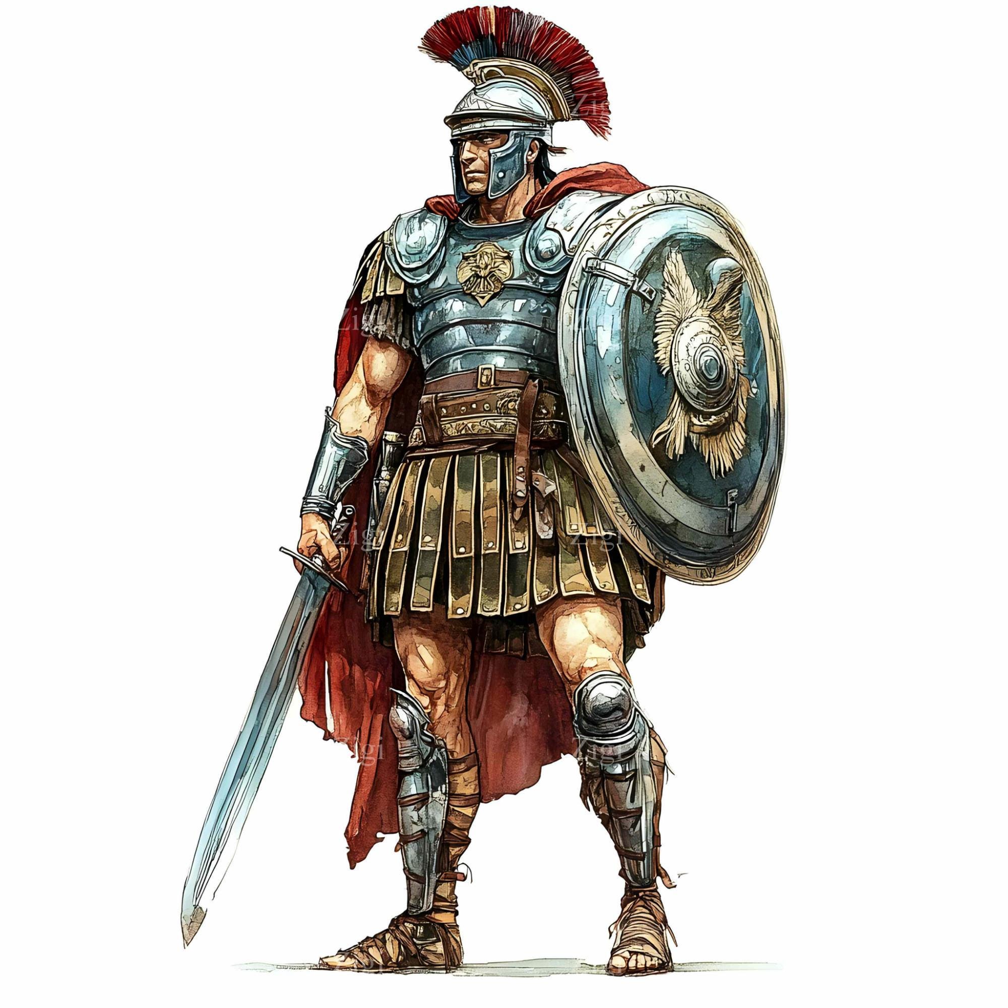 15 JPEG ローマ戦士 - 古代兵士 JPG クリップアート - 歴史装飾用の剣