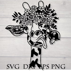 Giraffe svg / Giraffe flower svg  / flower crown svg  / animal mandala svg