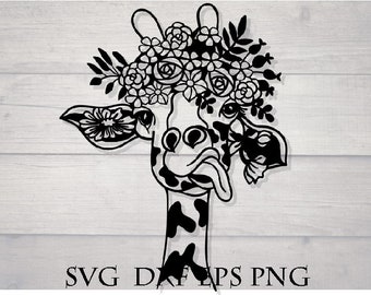 Giraffe svg / Giraffe flower svg  / flower crown svg  / animal mandala svg