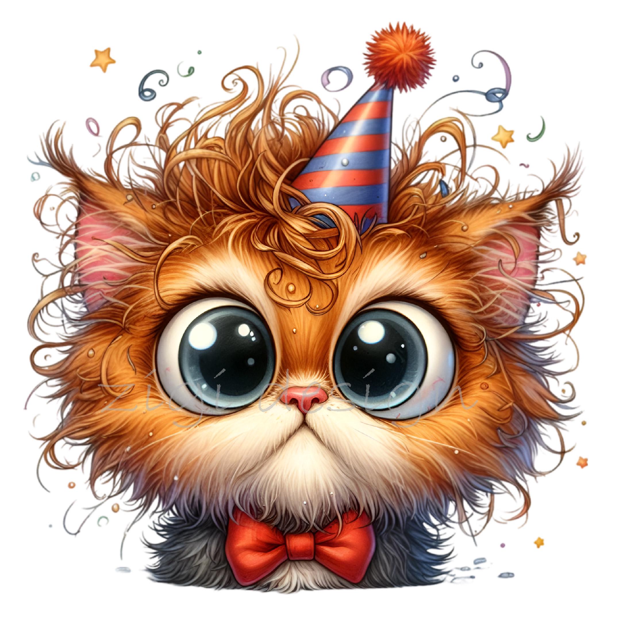 happy birthday cat, funny cat, cat illustration,... 15 PNG Birthday Cat Clipart – Funny Party Kitten Illustration, Festive ...