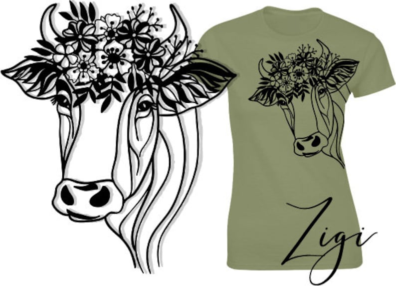 Download Floral cow svg flower crown svg | Etsy