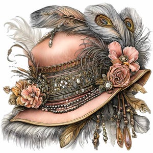 Antique Victorian Hat With Feathers - Etsy display picture 1