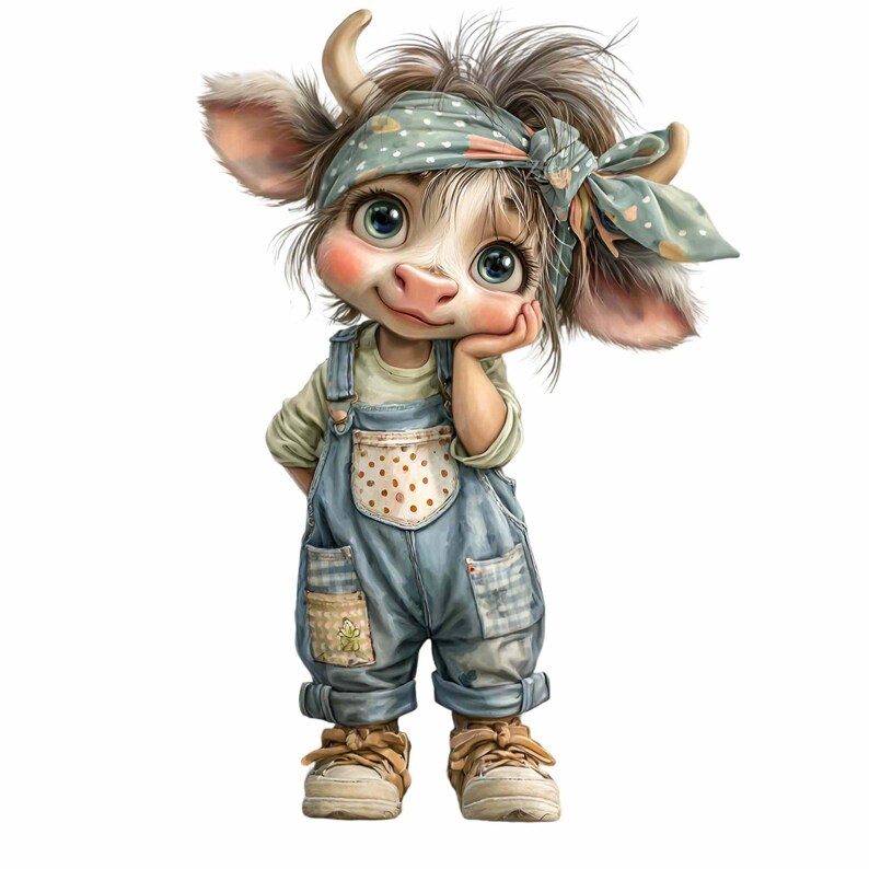 16 PNG Cute Baby Cow Clipart – Farm Animal PNG for Nursery Decor, Baby ...