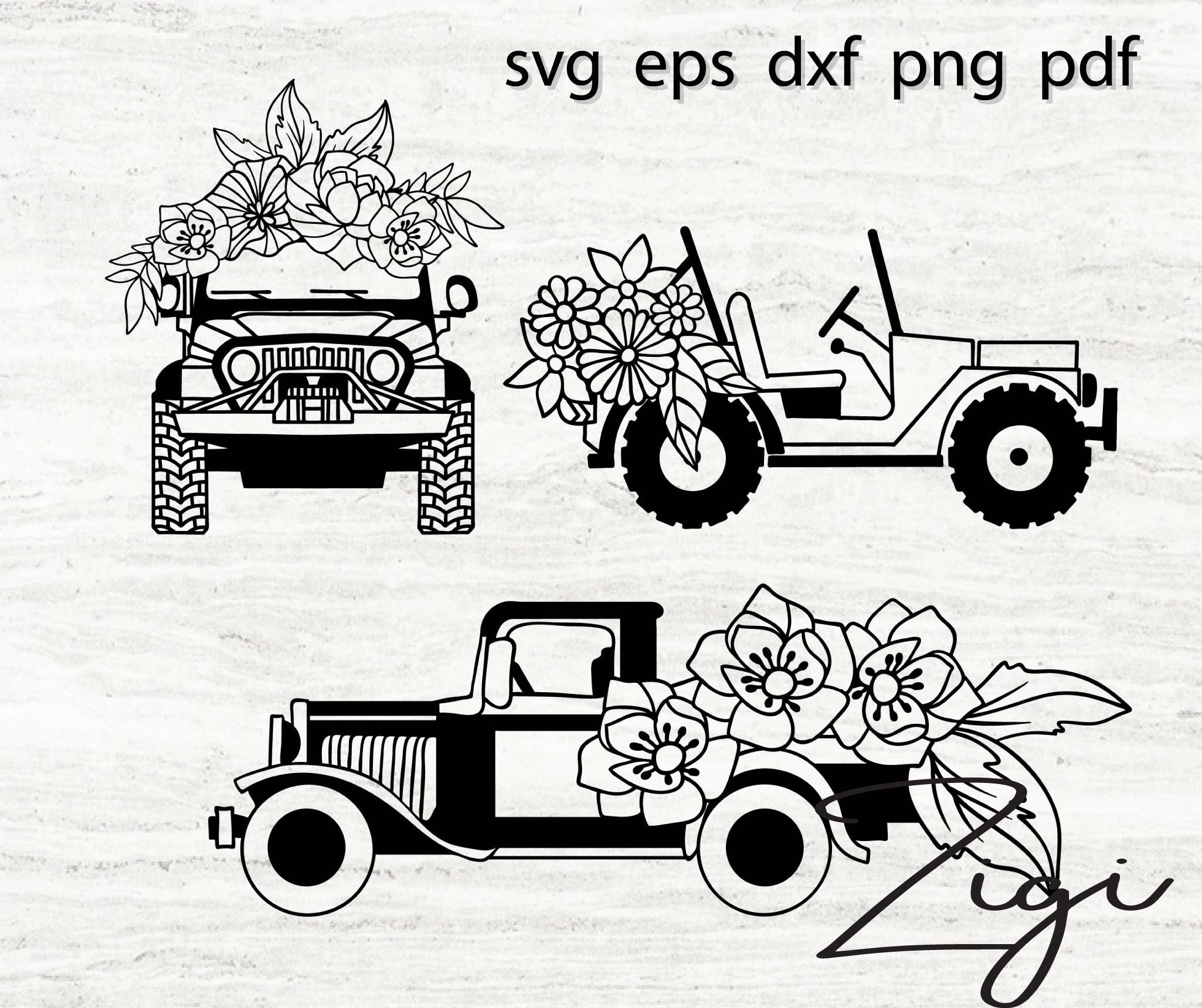 Farm truck svg floral flower vintage spring summer Etsy