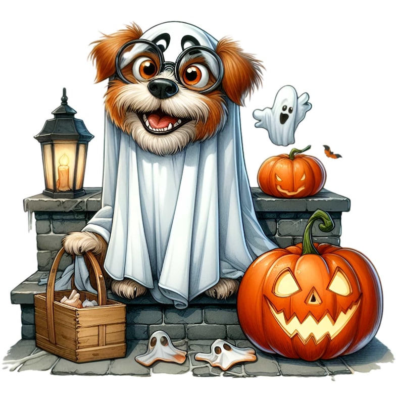 9 PNG Ghost Dog Scruffy Puppy Witch Hat Clipart, Spooky Pumpkin - Etsy
