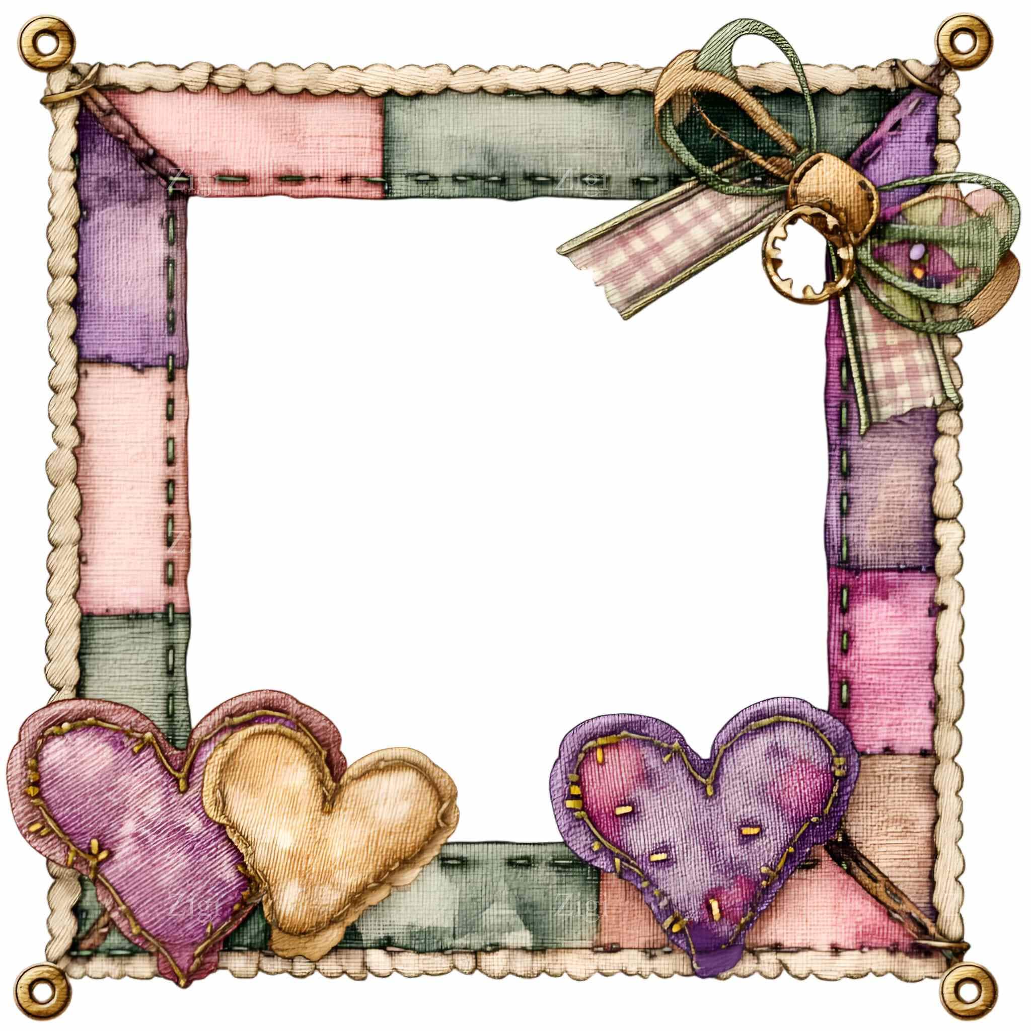 16 PNG Patchwork Frame PNG – Heart Stitch Clipart – Rustic Digital ...