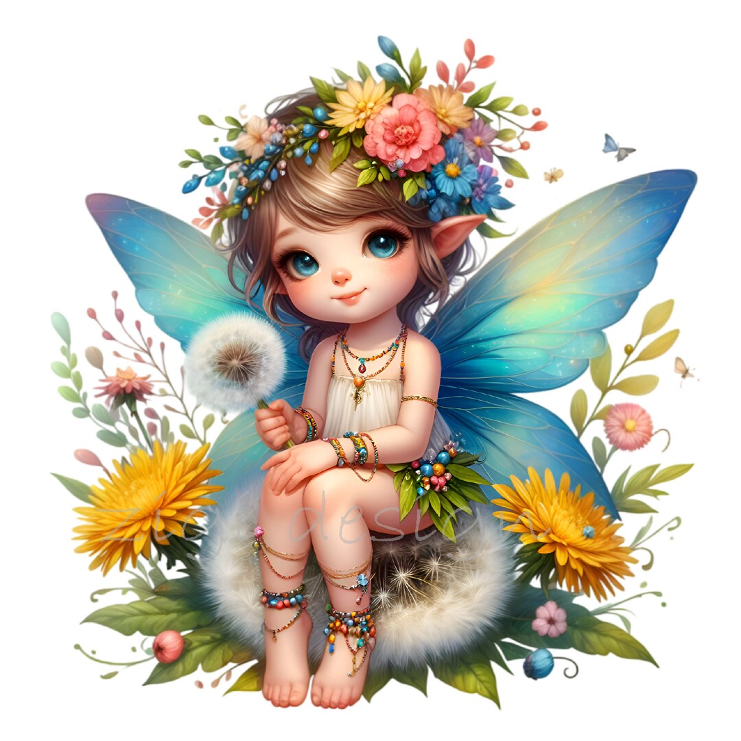 12 PNG Flower Fairy Clipart – Cute Blue Wings PNG – Magical Girl With ...