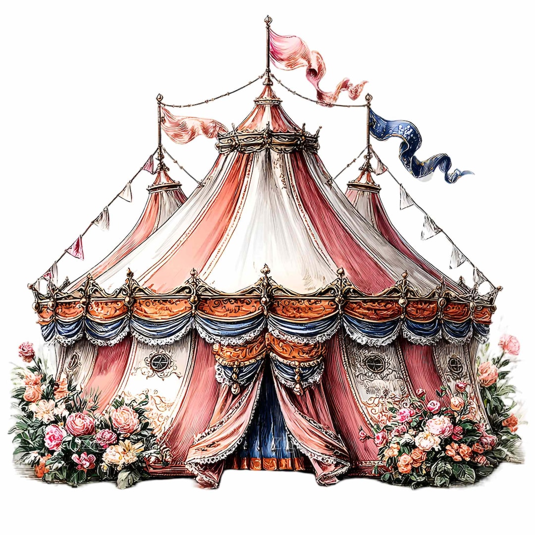 15 PNG Vintage Circus Tent Clipart, Carnival Big Top Illustration ...