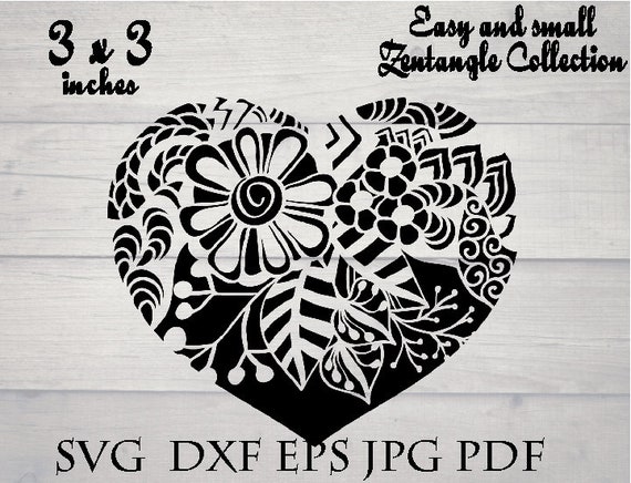 Download Floral heart mandala svg easy and small zentangle svg | Etsy