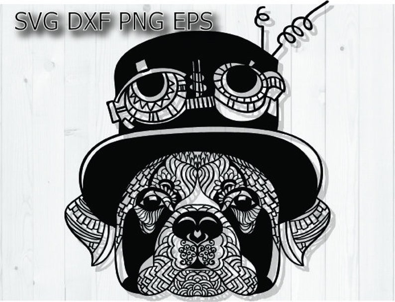 Download Boxer Mandala Svg Steampunk Hat Mandala Dog Face Head Etsy
