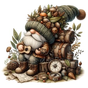 15 reizen kabouter clipart, wandelen kabouter PNG, avontuur sublimatie kunst, bos wandelaar digitale download