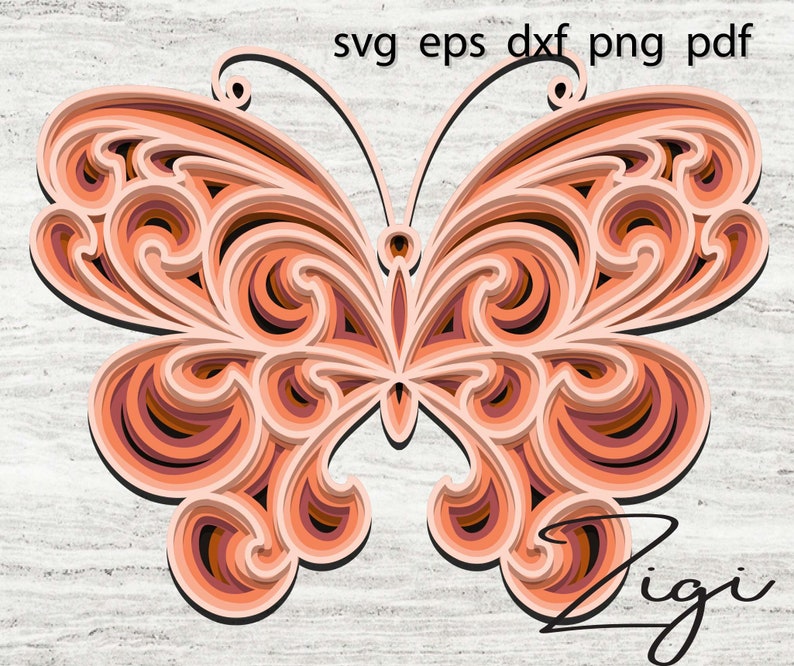 3D layered mandala svg butterfly svg | Etsy