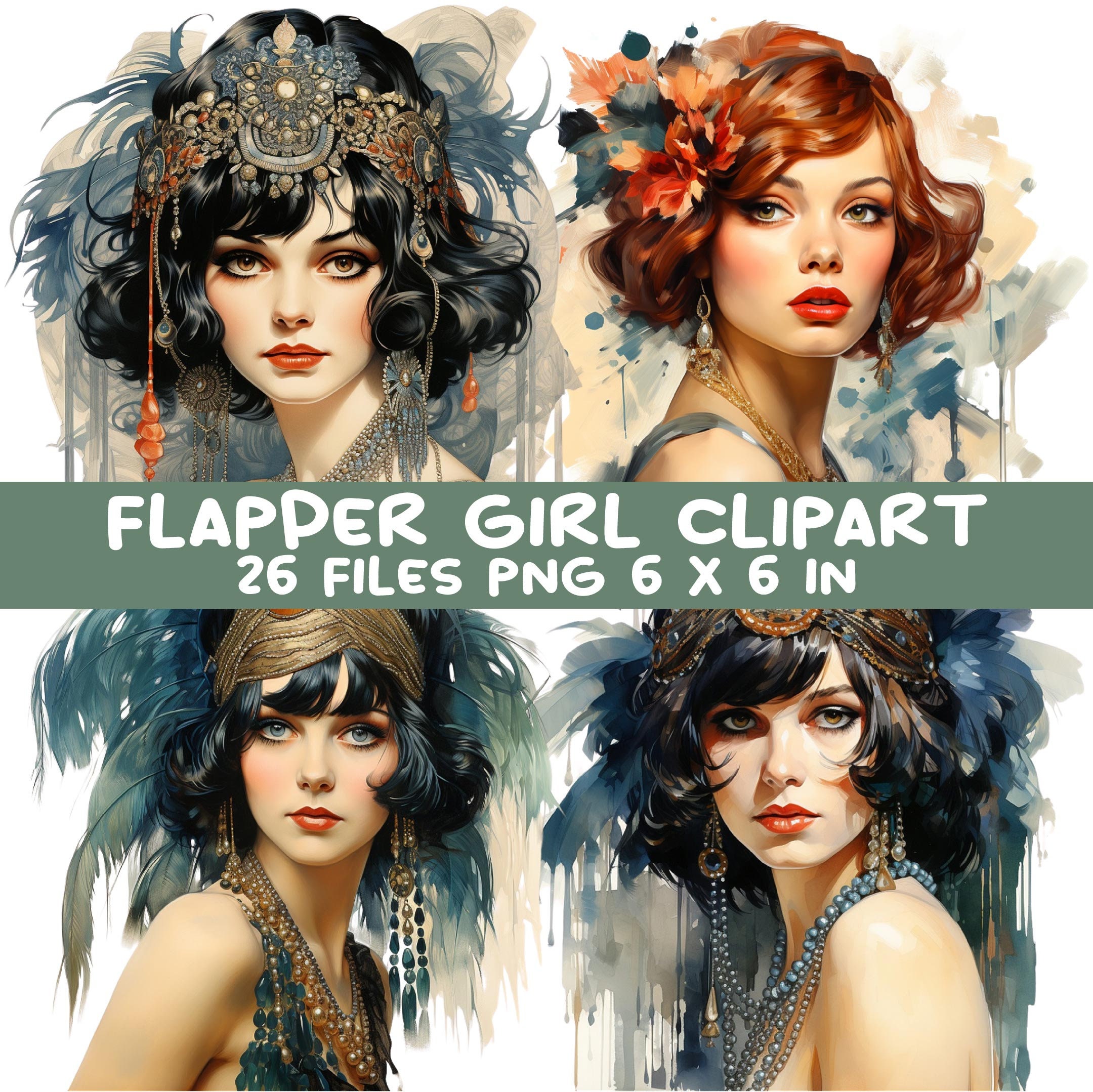 26 PNG 1920s Flapper Girl Clipart, Art Deco Women - Etsy