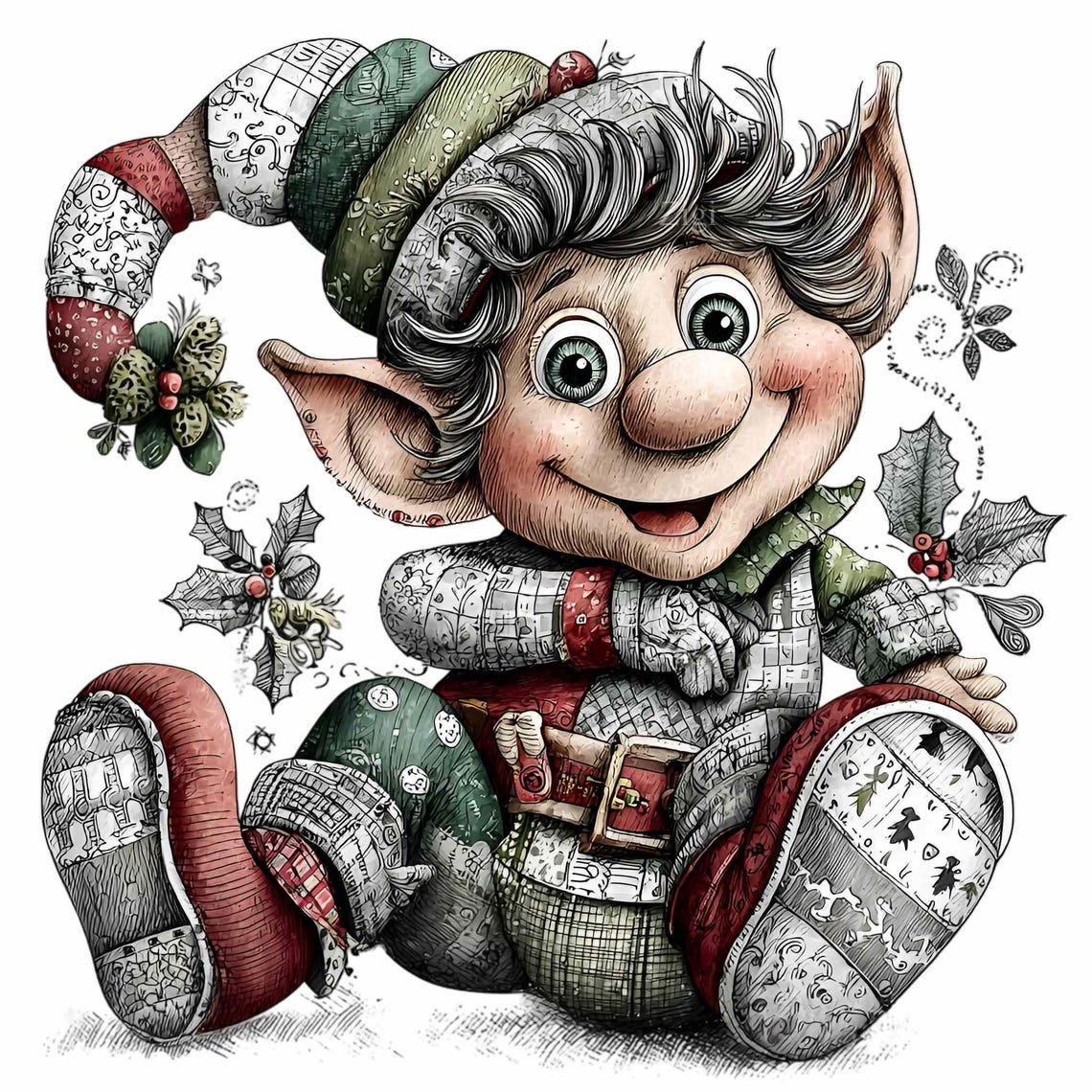 12 PNG Patchwork Elf Clipart – Whimsical Christmas Gnome - Etsy