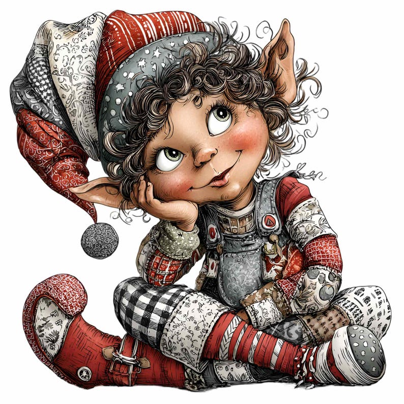 12 PNG Patchwork Elf Clipart – Whimsical Christmas Gnome - Etsy