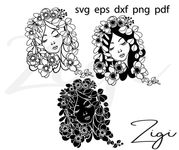 Download Flower Head Svg Woman Face Svg Floral Girl Vector Cricut Etsy